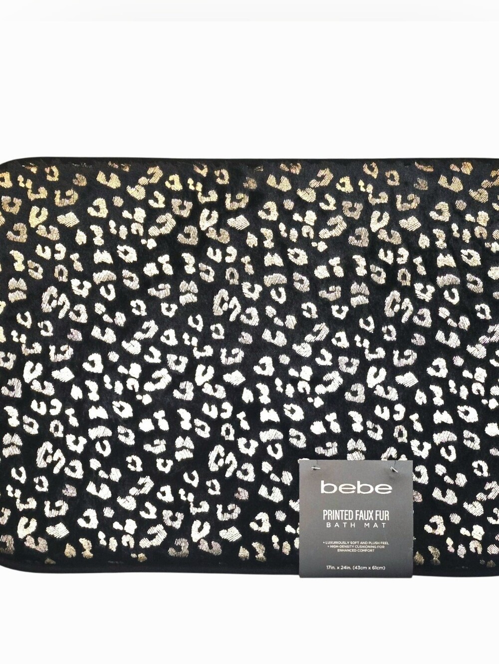 Bebe Metallic Leopard Print Faux Fur Bath Mat
